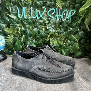 TUK Creepers Goth Pointed Toe Gray Suede Laces Shoes Sz 11